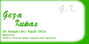 geza kupas business card